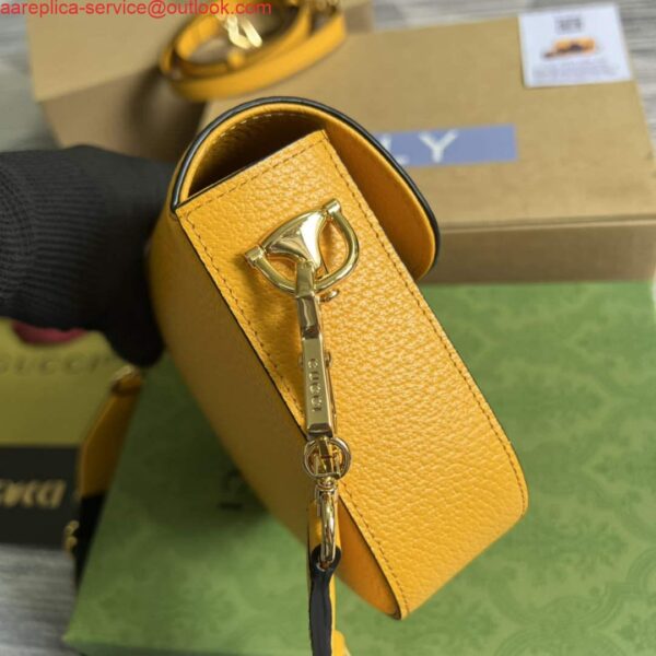 Replica Adidas x Gucci 658574 Horsebit 1955 mini bag Yellow and black leather 5