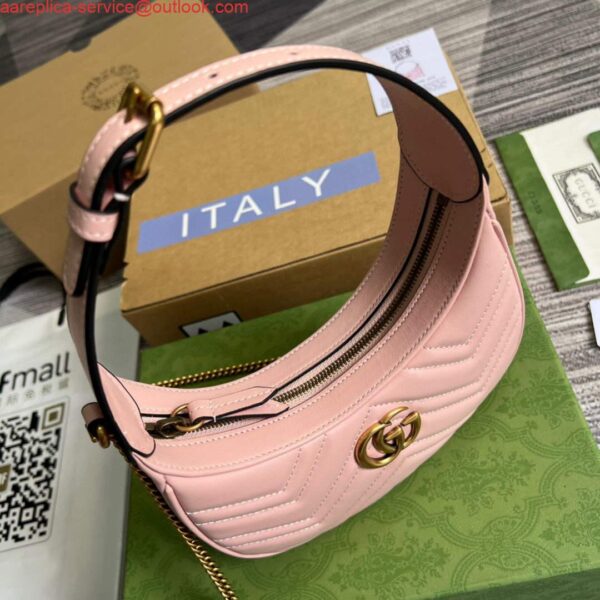 Replica Gucci 699514 GG Marmont half-moon-shaped mini bag Pink 8