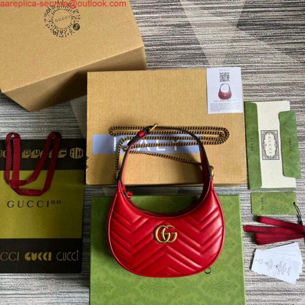 Replica Gucci 699514 GG Marmont half-moon-shaped mini bag Red 5