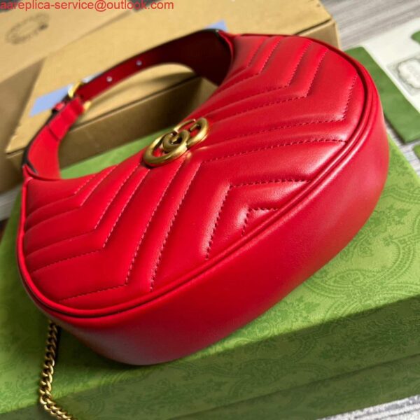 Replica Gucci 699514 GG Marmont half-moon-shaped mini bag Red 6