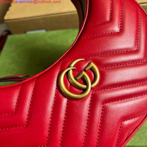 Replica Gucci 699514 GG Marmont half-moon-shaped mini bag Red 7