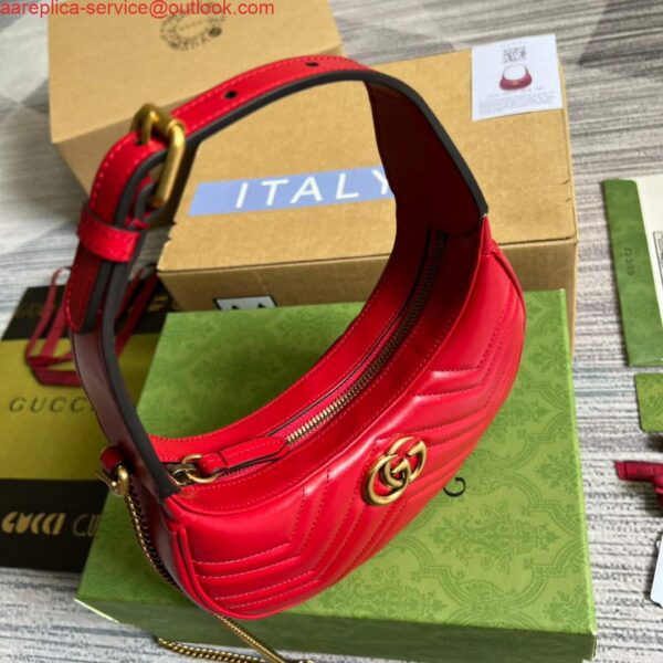 Replica Gucci 699514 GG Marmont half-moon-shaped mini bag Red 9