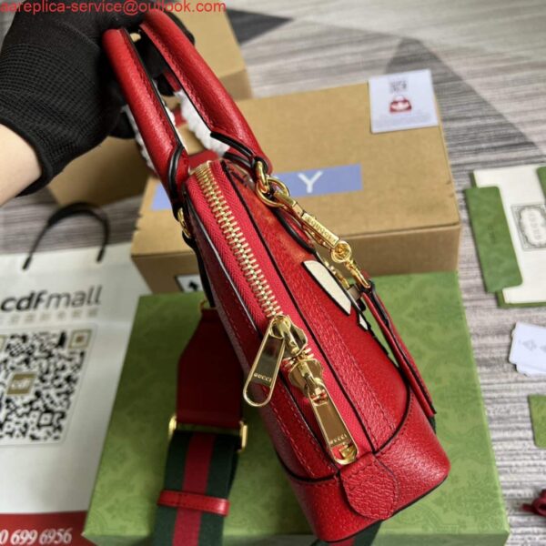 Replica Adidas x Gucci 677212 Horsebit 1955 mini bag red and white leather 5