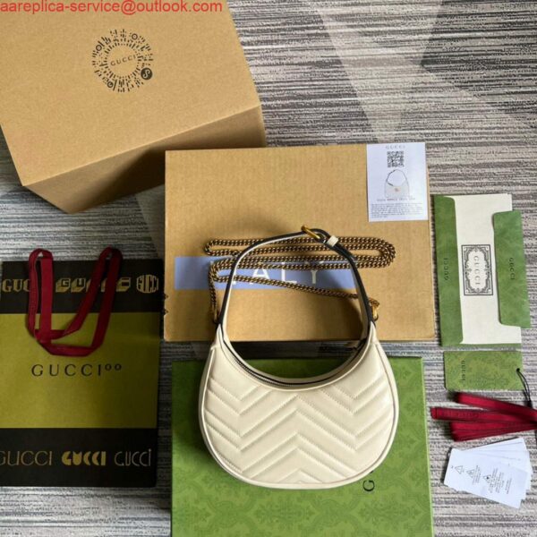 Replica Gucci 699514 GG Marmont half-moon-shaped mini bag White 3