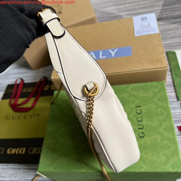 Replica Gucci 699514 GG Marmont half-moon-shaped mini bag White 4