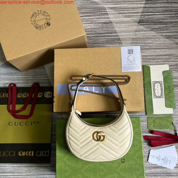 Replica Gucci 699514 GG Marmont half-moon-shaped mini bag White 5