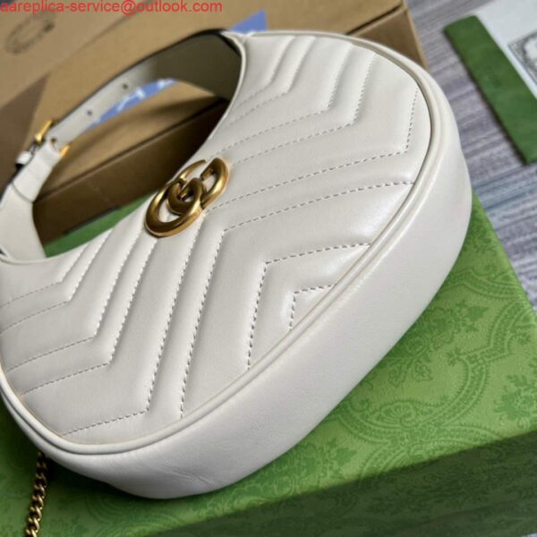 Replica Gucci 699514 GG Marmont half-moon-shaped mini bag White 6