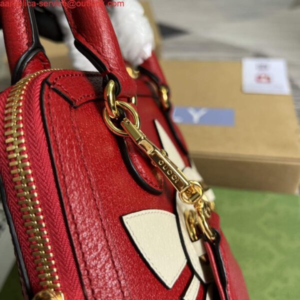 Replica Adidas x Gucci 677212 Horsebit 1955 mini bag red and white leather 9