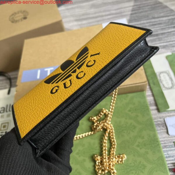 Replica Adidas x Gucci ‎621892 wallet with chain Off-black and yellow leather 6