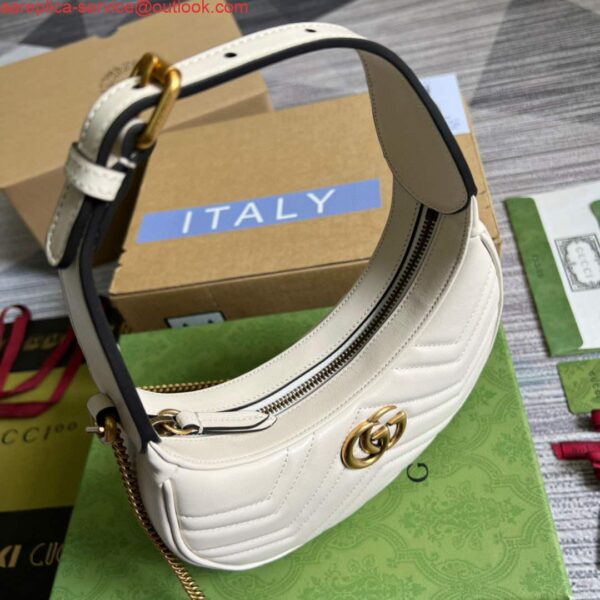 Replica Gucci 699514 GG Marmont half-moon-shaped mini bag White 7