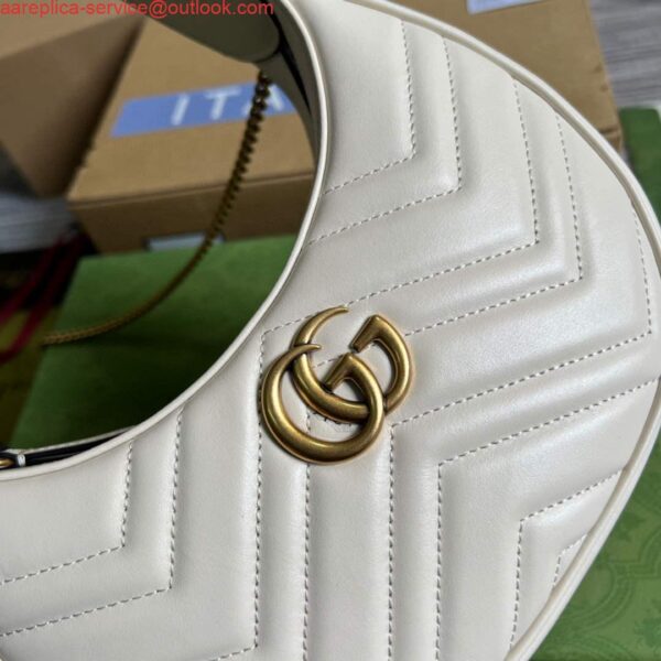 Replica Gucci 699514 GG Marmont half-moon-shaped mini bag White 8