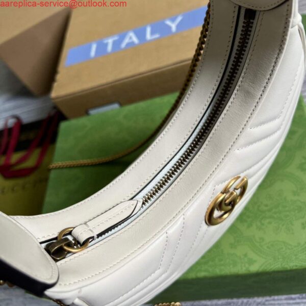 Replica Gucci 699514 GG Marmont half-moon-shaped mini bag White 9