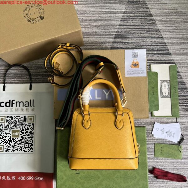 Replica Adidas x Gucci 677212 Horsebit 1955 mini bag Yellow and black leather 4