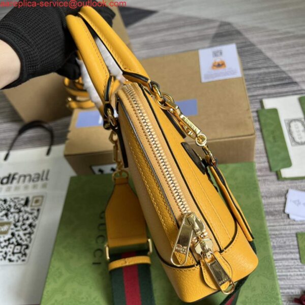 Replica Adidas x Gucci 677212 Horsebit 1955 mini bag Yellow and black leather 5