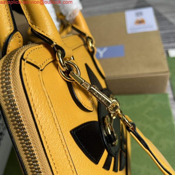 Replica Adidas x Gucci 677212 Horsebit 1955 mini bag Yellow and black leather 7