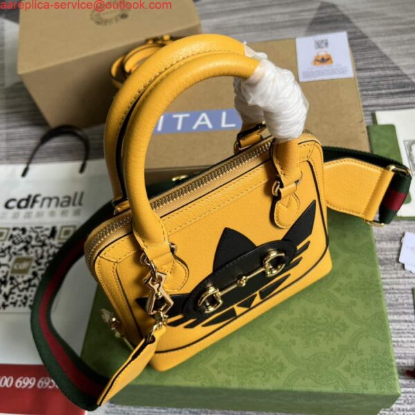 Replica Adidas x Gucci 677212 Horsebit 1955 mini bag Yellow and black leather 8