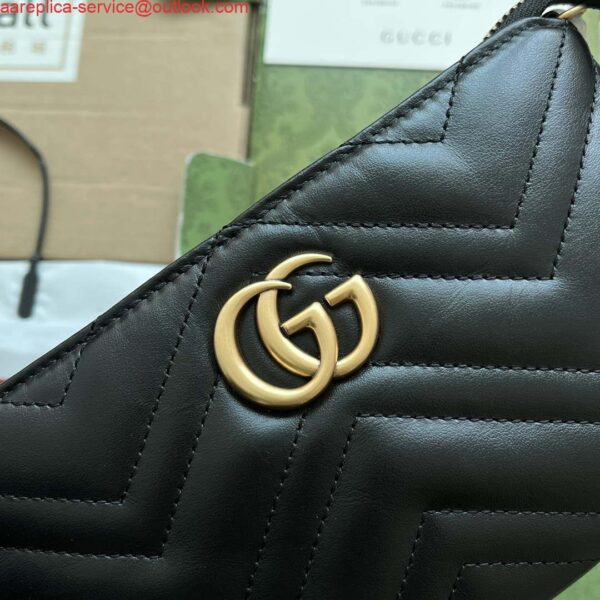 Replica Gucci 443447 GG Marmmont wallet with chain Black leather 7