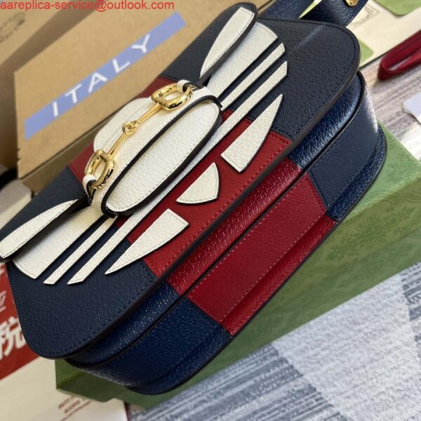 Replica Gucci 602204 Adidas X Gucci Gucci Horsebit 1955 Small Bag Navy& White 7