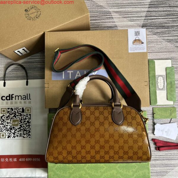 Replica Adidas x Gucci 702397 mini duffle bag brown 4