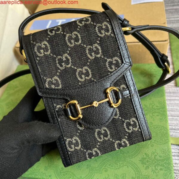 Replica Gucci 625615 Gucci Horsebit 1955 Mini Bag Black 4