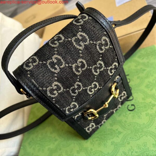 Replica Gucci 625615 Gucci Horsebit 1955 Mini Bag Black 7