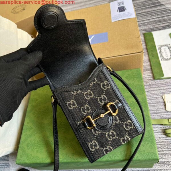 Replica Gucci 625615 Gucci Horsebit 1955 Mini Bag Black 8