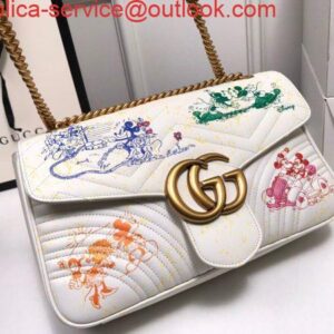 Replica Gucci 443496 GG Marmont Medium Matelassé Shoulder Bag White and printer