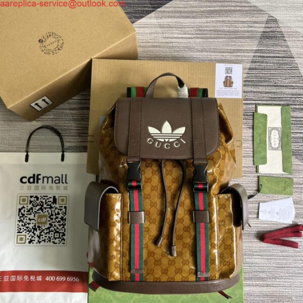 Replica Adidas x Gucci backpack ‎495563 Beige and brown 3