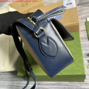 Replica Gucci 645454 Gucci Horsebit 1955 Small Shoulder Bag Beige Blue 2