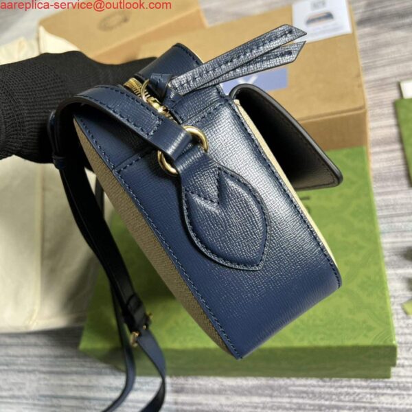 Replica Gucci 645454 Gucci Horsebit 1955 Small Shoulder Bag Beige Blue 4