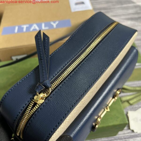 Replica Gucci 645454 Gucci Horsebit 1955 Small Shoulder Bag Beige Blue 9