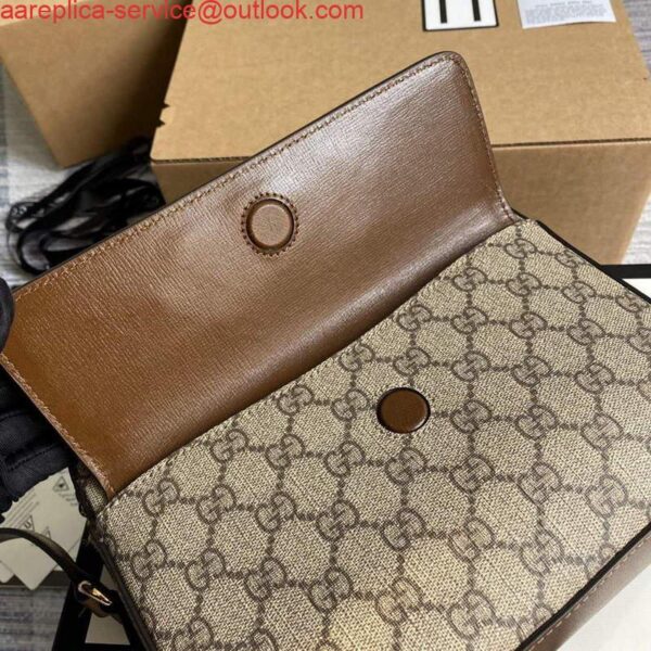 Replica Gucci 645454 Gucci Horsebit 1955 small shoulder bag Biege and brown 6