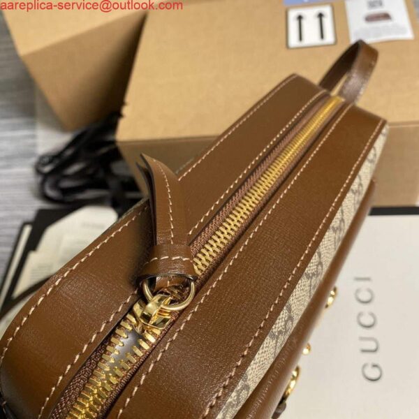 Replica Gucci 645454 Gucci Horsebit 1955 small shoulder bag Biege and brown 7