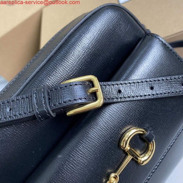 Replica Gucci 645454 Gucci Horsebit 1955 Small Shoulder Bag Black 8