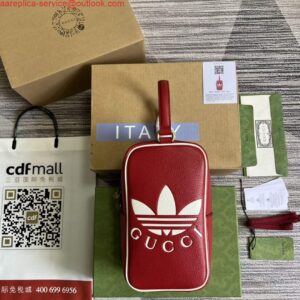 Replica Adidas x Gucci mini top handle bag 702387 Red leather