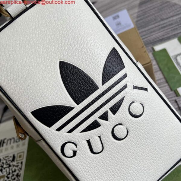 Replica Adidas x Gucci mini top handle bag 702387 White leather 6