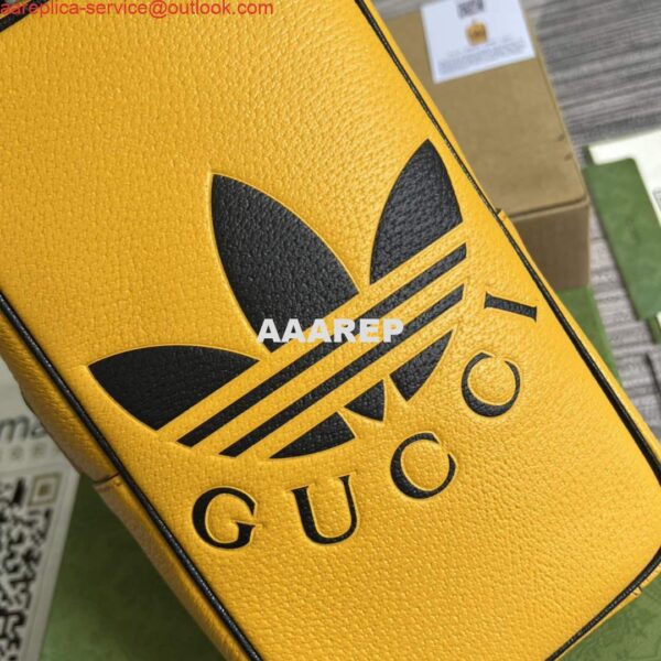 Replica Adidas x Gucci mini top handle bag 702387 Yellow leather 4