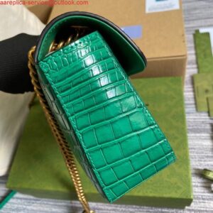 Replica Gucci 443497 GG Marmont Small Crocodile Pattern Matelassé Shoulder Bag Green 2