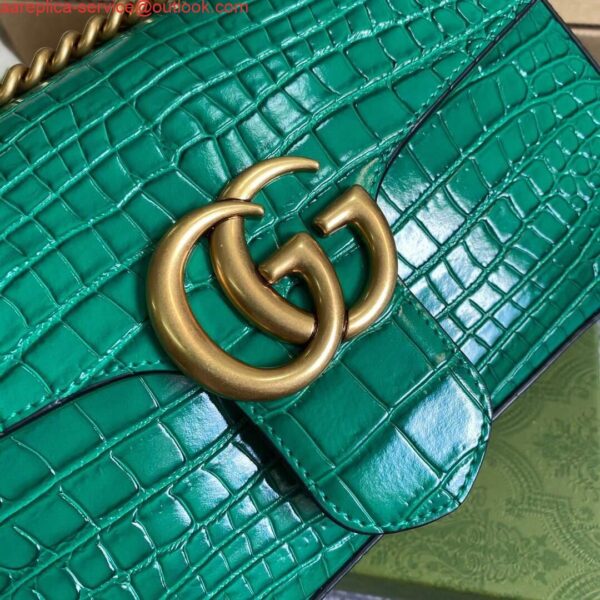 Replica Gucci 443497 GG Marmont Small Crocodile Pattern Matelassé Shoulder Bag Green 6