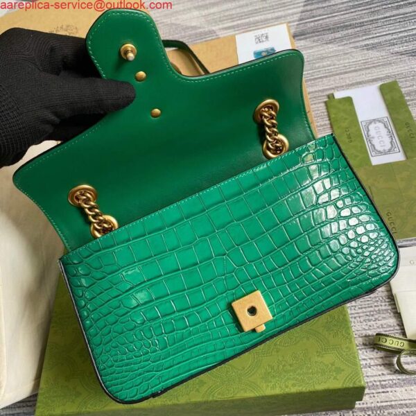 Replica Gucci 443497 GG Marmont Small Crocodile Pattern Matelassé Shoulder Bag Green 9