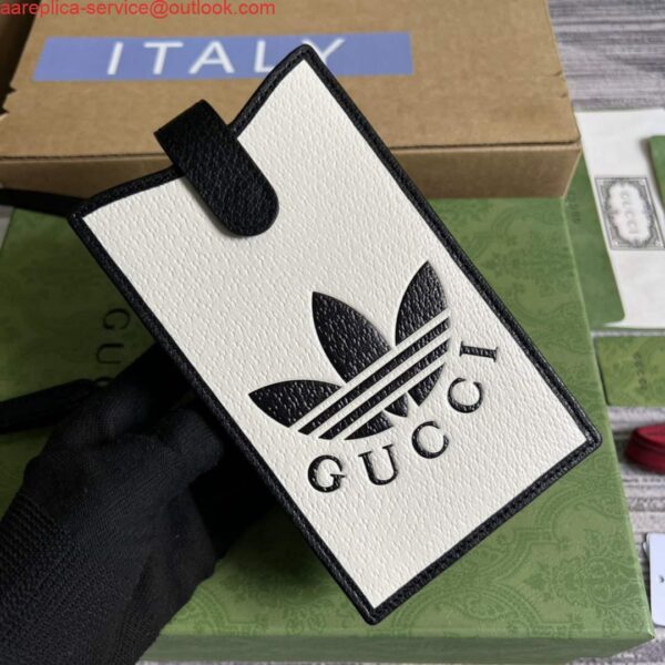 Replica Adidas x Gucci phone case 702203 Off-white and black leather 5