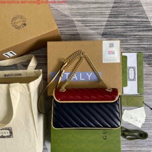 Replica Gucci 443497 GG Marmont Small Shoulder Bag Blue and Red