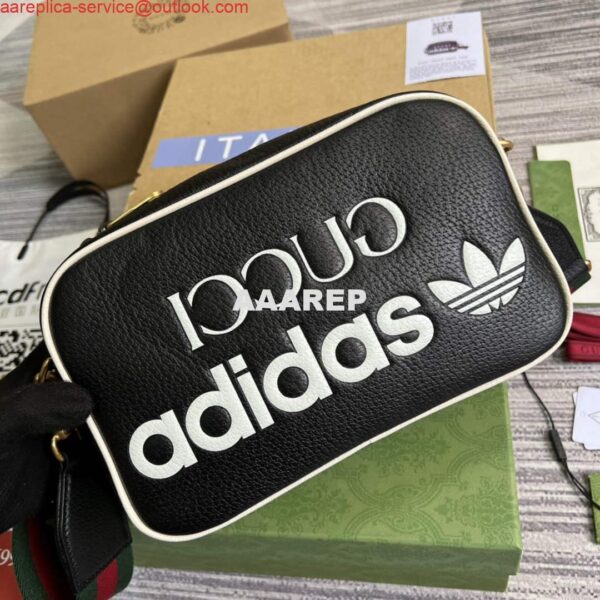 Replica Adidas x Gucci small shoulder bag 702427 Black leather 3