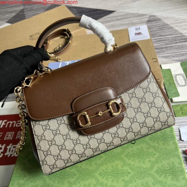 Replica Gucci 702049 Horsebit 1955 Medium Bag Beige Brown 5