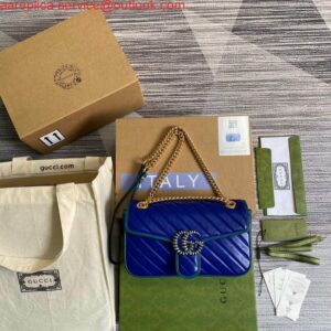 Replica Gucci 443497 GG Marmont Small Shoulder Bag Blue Green