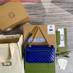 Replica Gucci 443497 GG Marmont Small Shoulder Bag Blue Green 2