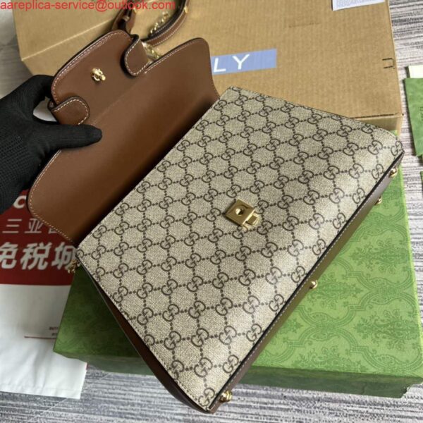 Replica Gucci 702049 Horsebit 1955 Medium Bag Beige Brown 8