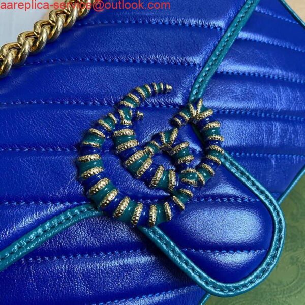 Replica Gucci 443497 GG Marmont Small Shoulder Bag Blue Green 7