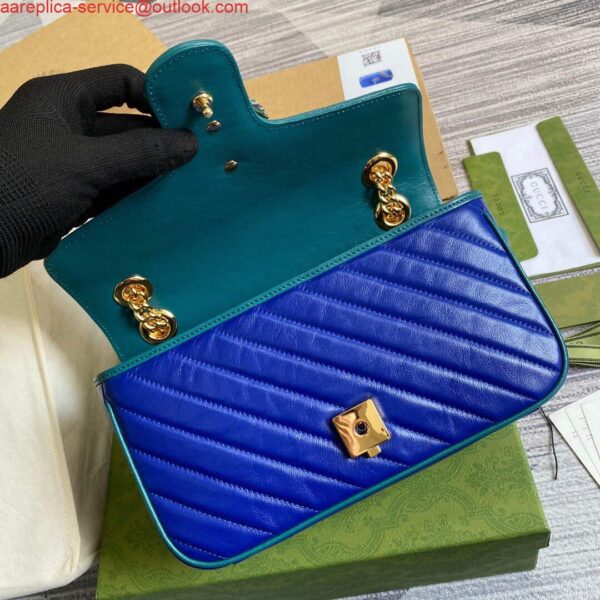 Replica Gucci 443497 GG Marmont Small Shoulder Bag Blue Green 9