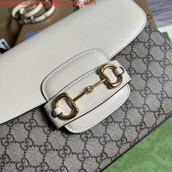 Replica Gucci 702049 Horsebit 1955 Medium Bag Beige White 6